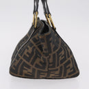 FENDI Zucca Canvas Hand Bag Black Brown Auth 210012-4