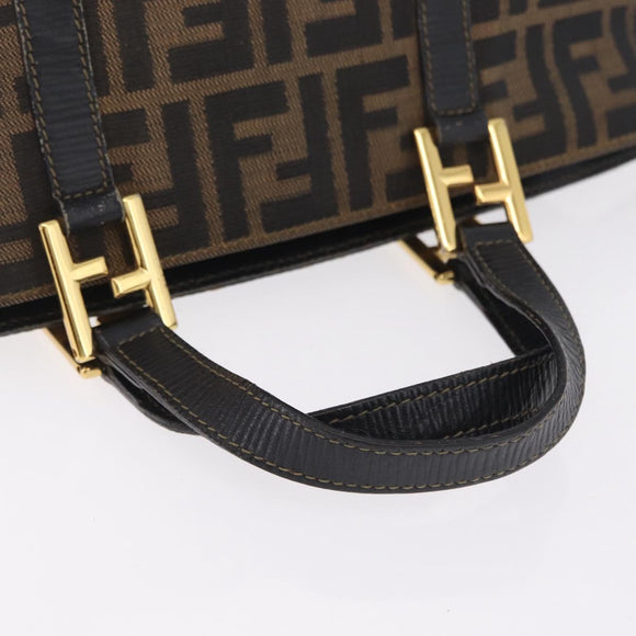 FENDI Zucca Canvas Hand Bag Black Brown Auth 210012