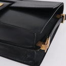 CELINE Shoulder Bag Leather Navy Gold Auth 210013-11