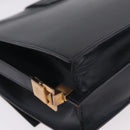 CELINE Shoulder Bag Leather Navy Gold Auth 210013-12