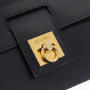 CELINE Shoulder Bag Leather Navy Gold Auth 210013-15