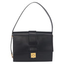 CELINE Shoulder Bag Leather Navy Gold Auth 210013-2