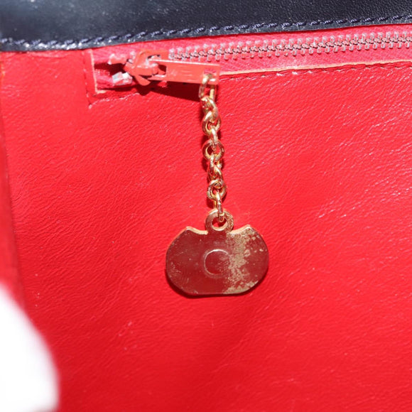 CELINE Shoulder Bag Leather Navy Gold Auth 210013