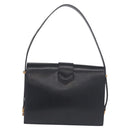 CELINE Shoulder Bag Leather Navy Gold Auth 210013-3
