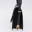 CELINE Shoulder Bag Leather Navy Gold Auth 210013-4