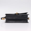CELINE Shoulder Bag Leather Navy Gold Auth 210013-9
