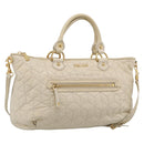Miu Miu Matelasse Hand Bag Leather 2way Ivory Gold Auth 210015V-1