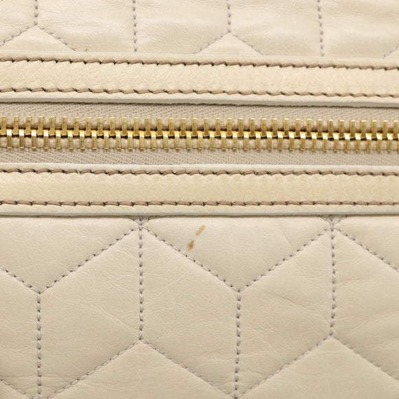 Miu Miu Matelasse Hand Bag Leather 2way Ivory Gold Auth 210015V
