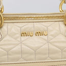 Miu Miu Matelasse Hand Bag Leather 2way Ivory Gold Auth 210015V-18