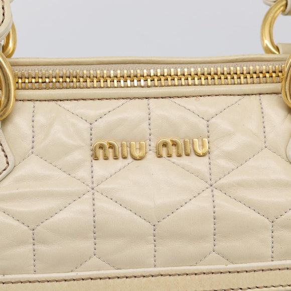 Miu Miu Matelasse Hand Bag Leather 2way Ivory Gold Auth 210015V