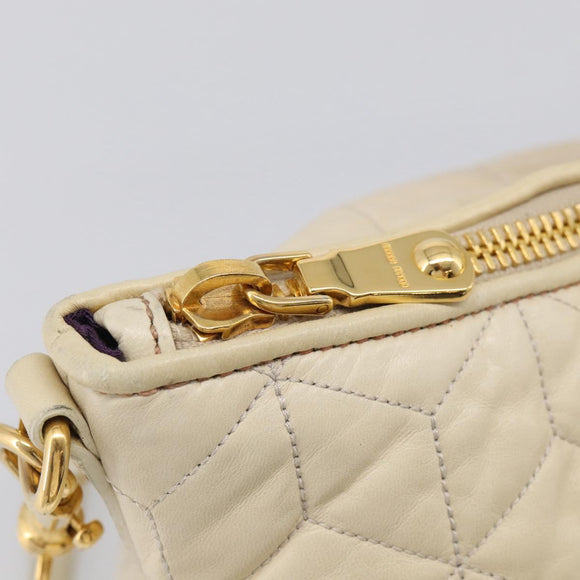 Miu Miu Matelasse Hand Bag Leather 2way Ivory Gold Auth 210015V