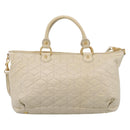 Miu Miu Matelasse Hand Bag Leather 2way Ivory Gold Auth 210015V-3