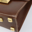 Salvatore Ferragamo Shoulder Bag Leather Brown Gold Auth 210018A-11
