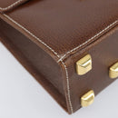 Salvatore Ferragamo Shoulder Bag Leather Brown Gold Auth 210018A-12