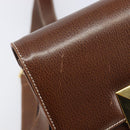 Salvatore Ferragamo Shoulder Bag Leather Brown Gold Auth 210018A-15