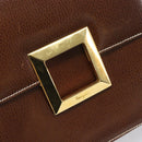Salvatore Ferragamo Shoulder Bag Leather Brown Gold Auth 210018A-16