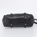 Miu Miu Hand Bag Vitellolux 2way Black Gold Auth 210028V-11