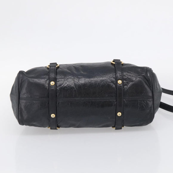 Miu Miu Hand Bag Vitellolux 2way Black Gold Auth 210028V