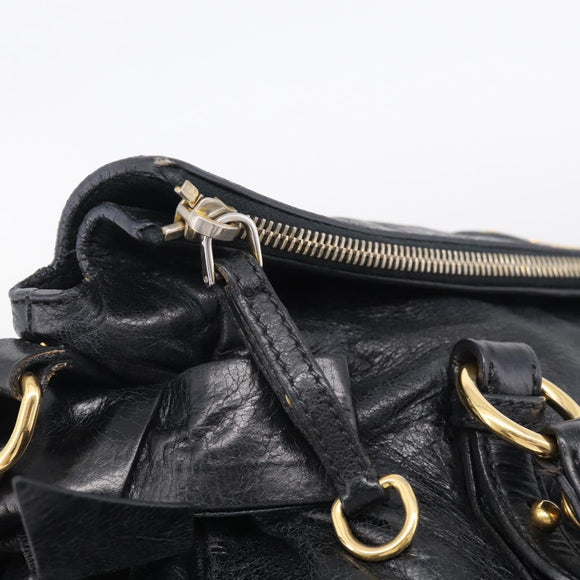 Miu Miu Hand Bag Vitellolux 2way Black Gold Auth 210028V