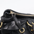 Miu Miu Hand Bag Vitellolux 2way Black Gold Auth 210028V-20