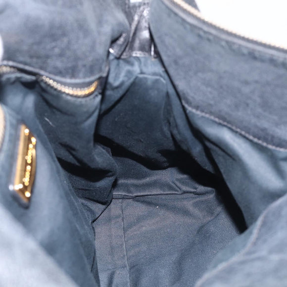 Miu Miu Hand Bag Vitellolux 2way Black Gold Auth 210028V