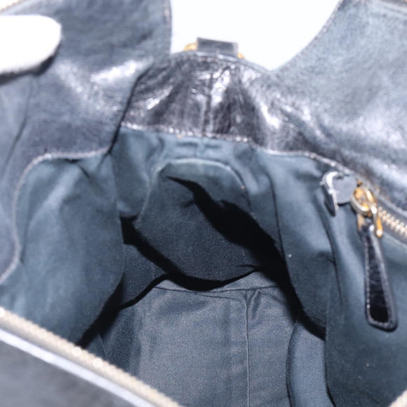 Miu Miu Hand Bag Vitellolux 2way Black Gold Auth 210028V