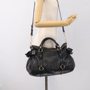 Miu Miu Hand Bag Vitellolux 2way Black Gold Auth 210028V-26