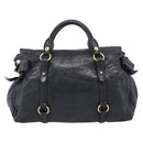 Miu Miu Hand Bag Vitellolux 2way Black Gold Auth 210028V-3