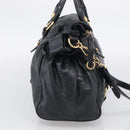 Miu Miu Hand Bag Vitellolux 2way Black Gold Auth 210028V-4