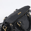 Miu Miu Hand Bag Vitellolux 2way Black Gold Auth 210028V-6
