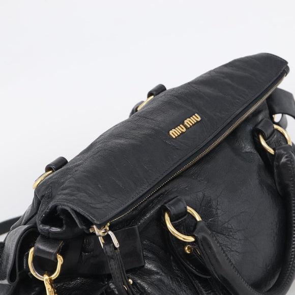 Miu Miu Hand Bag Vitellolux 2way Black Gold Auth 210028V