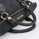 Miu Miu Hand Bag Vitellolux 2way Black Gold Auth 210028V-7
