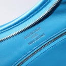 Balenciaga Leopolda Shoulder Bag Satin Blue Silver 792052 Auth 210035V-17