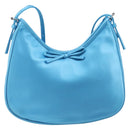 Balenciaga Leopolda Shoulder Bag Satin Blue Silver 792052 Auth 210035V-2