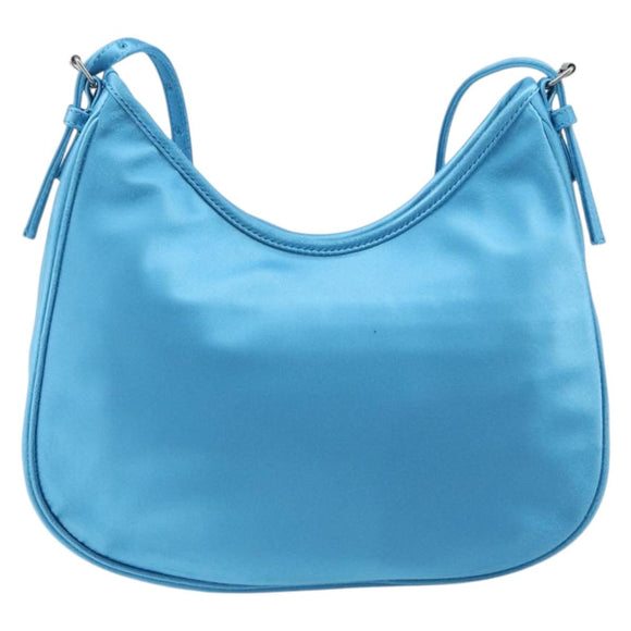 Balenciaga Leopolda Shoulder Bag Satin Blue Silver 792052 Auth 210035V