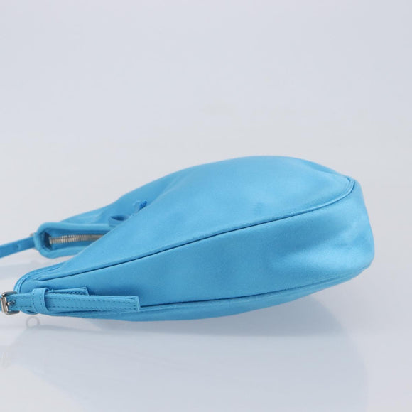 Balenciaga Leopolda Shoulder Bag Satin Blue Silver 792052 Auth 210035V