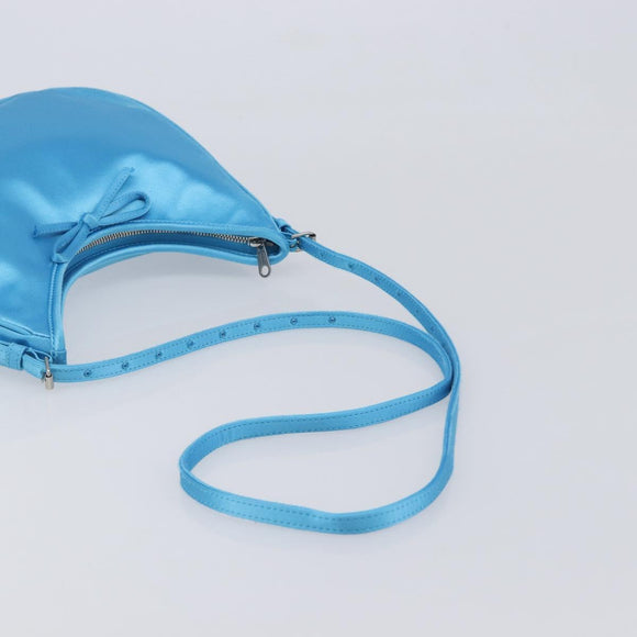 Balenciaga Leopolda Shoulder Bag Satin Blue Silver 792052 Auth 210035V