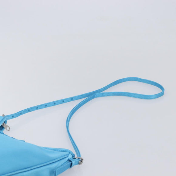 Balenciaga Leopolda Shoulder Bag Satin Blue Silver 792052 Auth 210035V