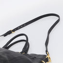 PRADA Hand Bag Vittero Dino Leather 2way Black Gold Auth 210036A-10