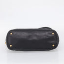 PRADA Hand Bag Vittero Dino Leather 2way Black Gold Auth 210036A-11