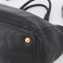 PRADA Hand Bag Vittero Dino Leather 2way Black Gold Auth 210036A-12
