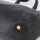 PRADA Hand Bag Vittero Dino Leather 2way Black Gold Auth 210036A-14