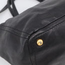 PRADA Hand Bag Vittero Dino Leather 2way Black Gold Auth 210036A-15