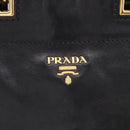 PRADA Hand Bag Vittero Dino Leather 2way Black Gold Auth 210036A-16