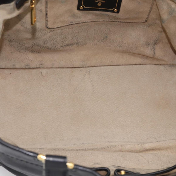 PRADA Hand Bag Vittero Dino Leather 2way Black Gold Auth 210036A