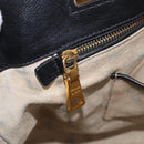 PRADA Hand Bag Vittero Dino Leather 2way Black Gold Auth 210036A-25