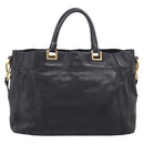 PRADA Hand Bag Vittero Dino Leather 2way Black Gold Auth 210036A-3