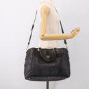 PRADA Hand Bag Vittero Dino Leather 2way Black Gold Auth 210036A-30