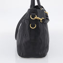 PRADA Hand Bag Vittero Dino Leather 2way Black Gold Auth 210036A-4