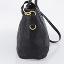 PRADA Hand Bag Vittero Dino Leather 2way Black Gold Auth 210036A-5